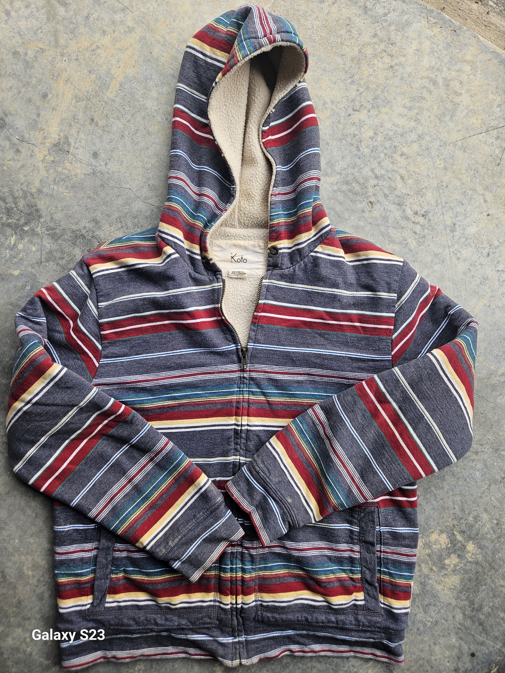Koto Men’s Hooded Zip Sweater - Multi-Color Stripe